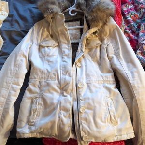 White Abercrombie and Fitch winter jacket